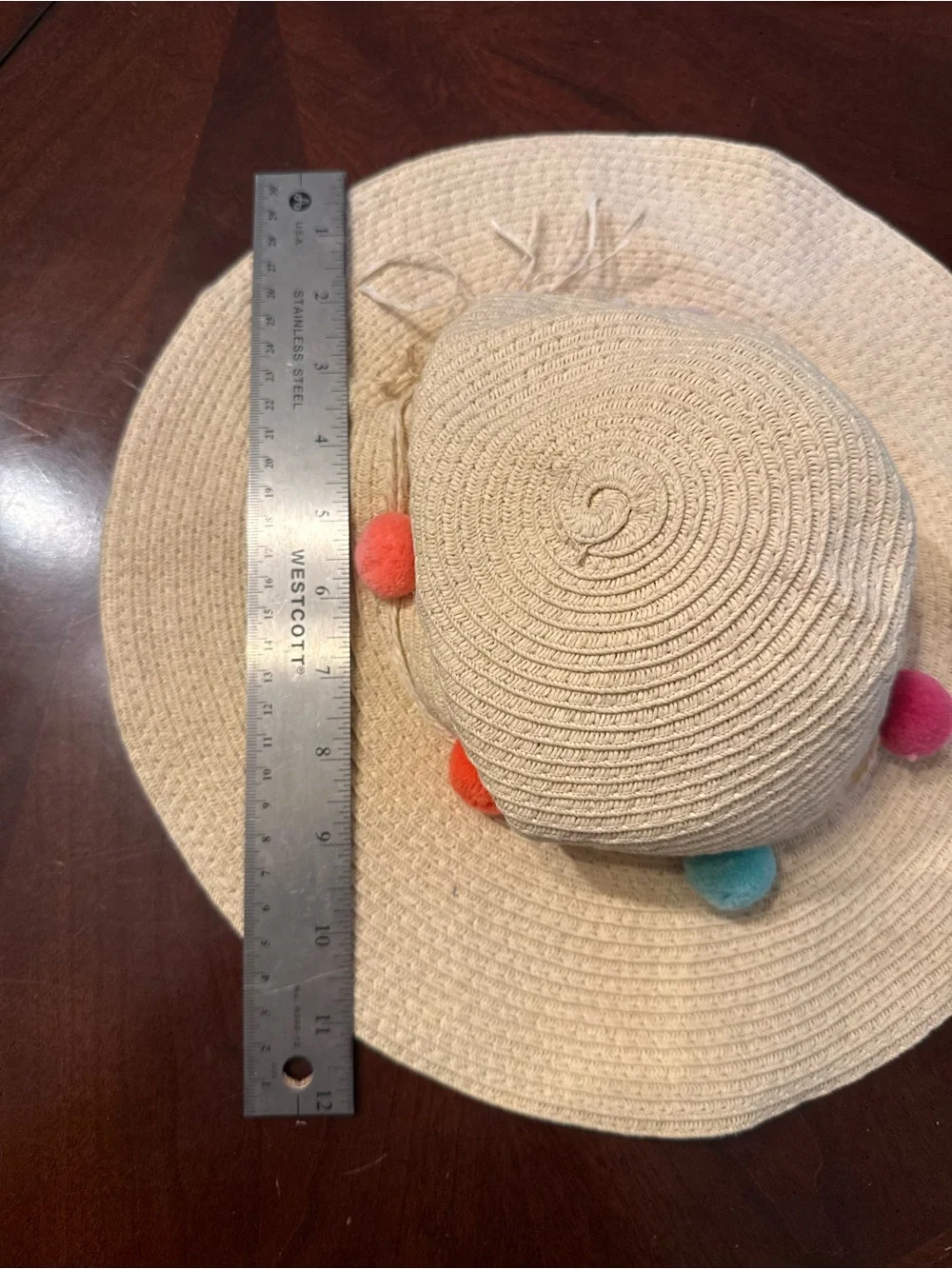 3 Girls' Sun Hats with Pom-Pom Trim, ribbon trim and denim reversible